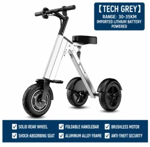 Compact electric three-wheeled scooter