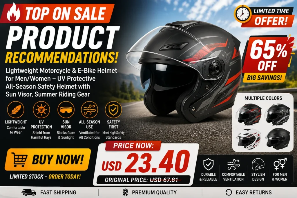 Motorcycle helmet sale promotional banner